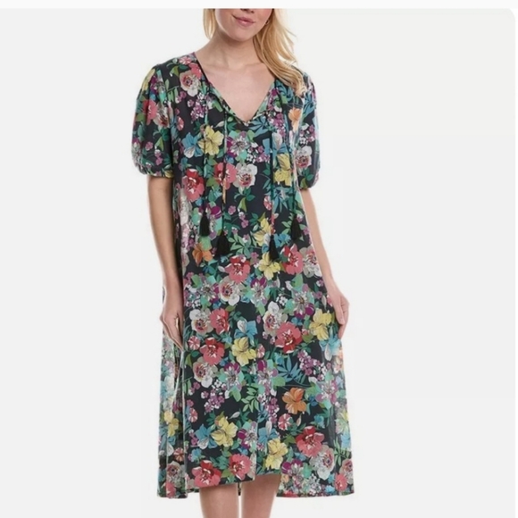 Johnny Was Dresses & Skirts - Johnny Was Zahava Tie Neck Midi Dress